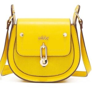 Nicole Lee Yellow Crossbody Saddle Bag
